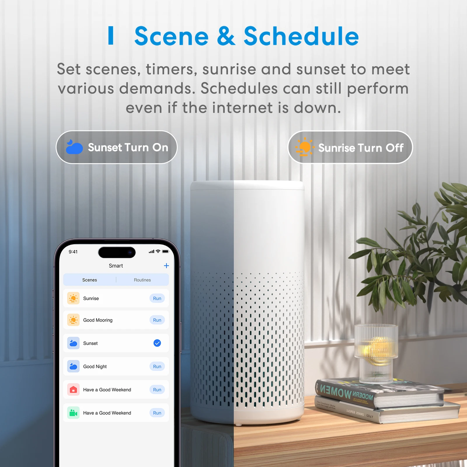 Meross Smart Mute Air Purifier Smart Control 3-stage H13 True HEPA with Activated Carbon Filte Works with HomeKit Alexa