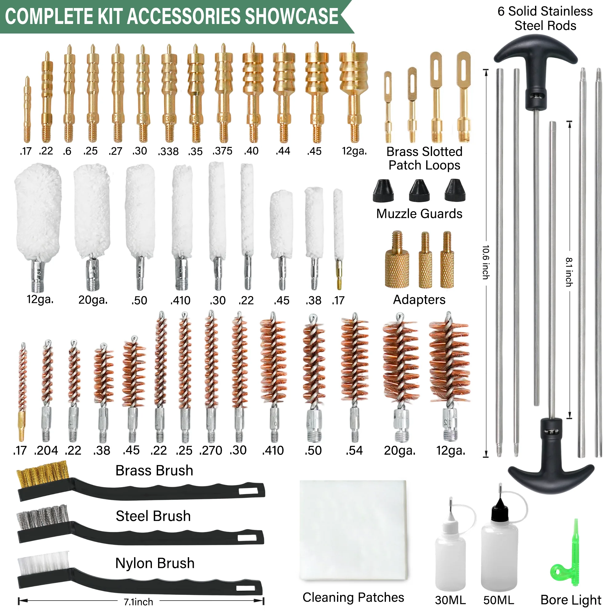 59 Pcs Universal Premium Gun Cleaning Kit Compatible with Rifle Pistol Shotgun for All Caliber w/ Brass Accessories Ideal Gift