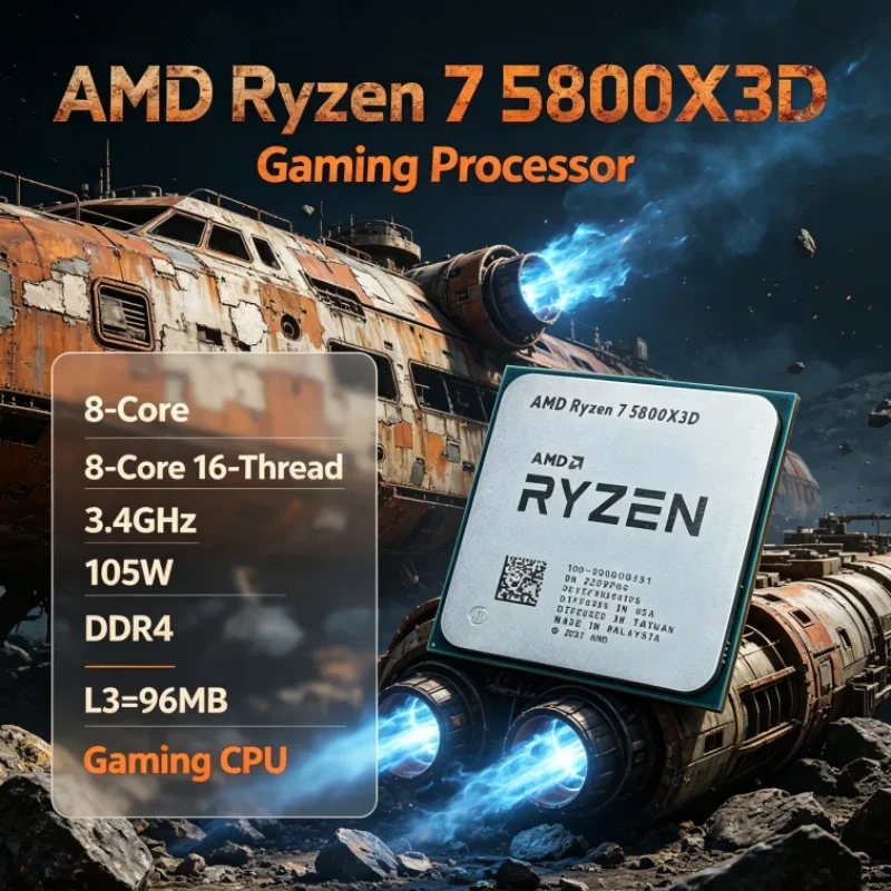 AMD R7 5800X3D 96 MB 8-Core 16-Thread 3.4 GHz 7nm CPU Processor 105W DDR4 Ryzen 7 Gaming Processor for Video Editing