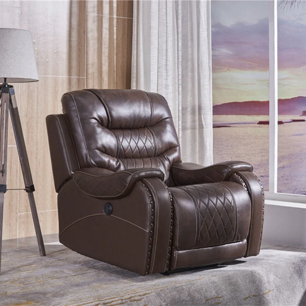 Linlamlim Genuine Leather Electric Recliner Sofa Theater Power Reclining Couch Living Room Cinema Sofas Seating Room Furniture