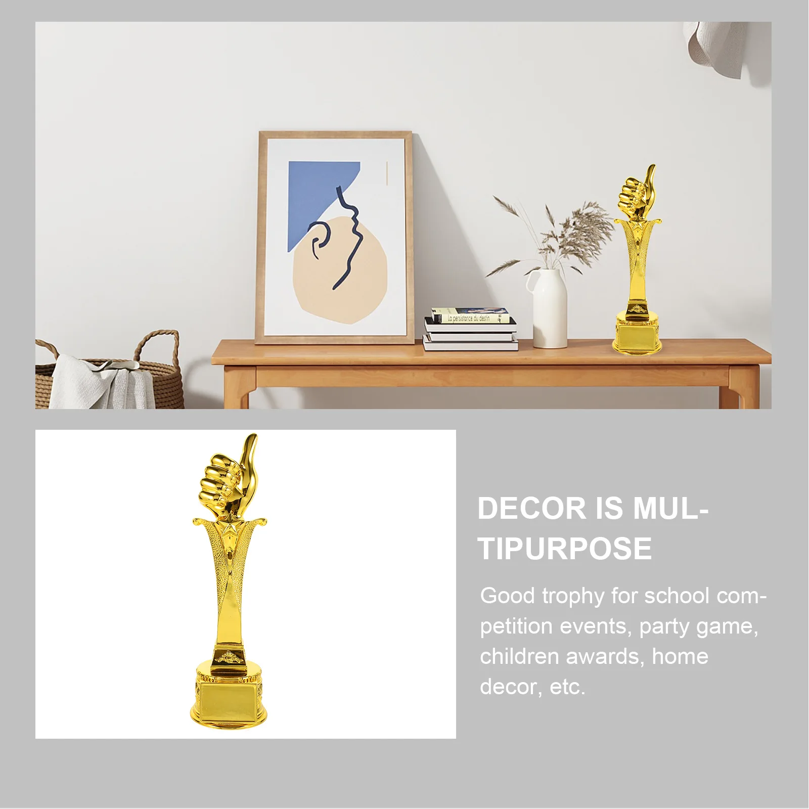 

Thumb Trophy Resin Award Competition Decorative Cup Durable Bright Prop Sports Winner Gift Home Decor Kindergarten