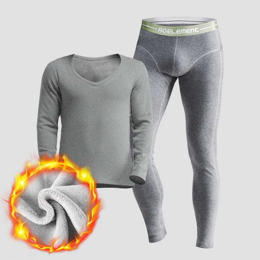 

5PCS Autumn and winter men's thickened velvet winter V-neck tight slim cotton long Johns warm underwear suit