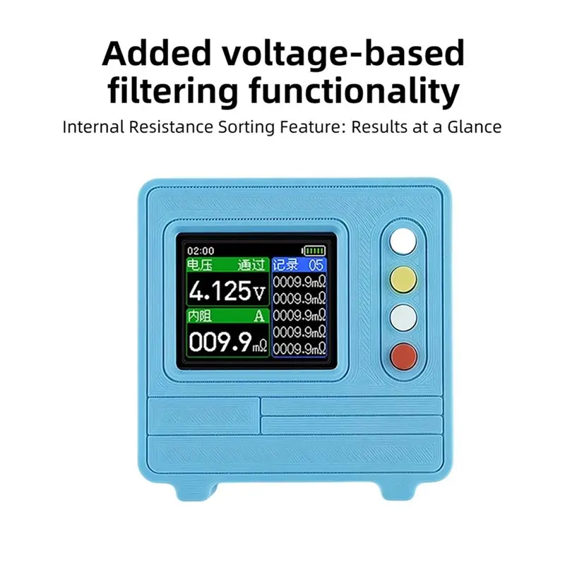 TFORU-DIY Battery Test Meter 4056 Charge Module Voltage Internal Resistance Tester DC5V 1.77-Inch TFT Color Screen AC 4-Wire