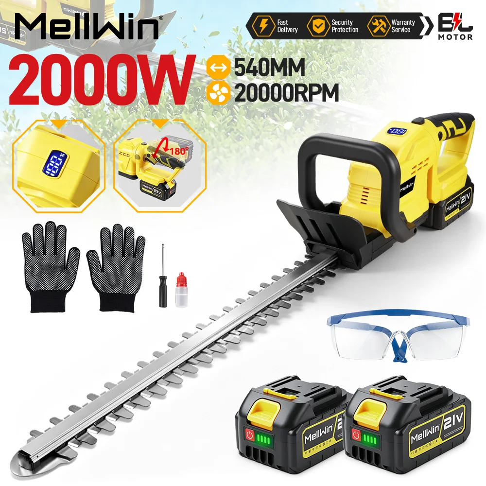 MELLWIN 20000RPM Kabelloser Elektrischer Heckenschneider Garten-Landschaftspflege Heckenschere Trimmer-Werkzeug für Makita 18V Akku