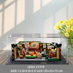 Caso de exposição acrílico transparente para Lego 21319 Amigos, Central Perk Collectibles, Montar Caixa Dustproof, 13.8x9.8x5.9