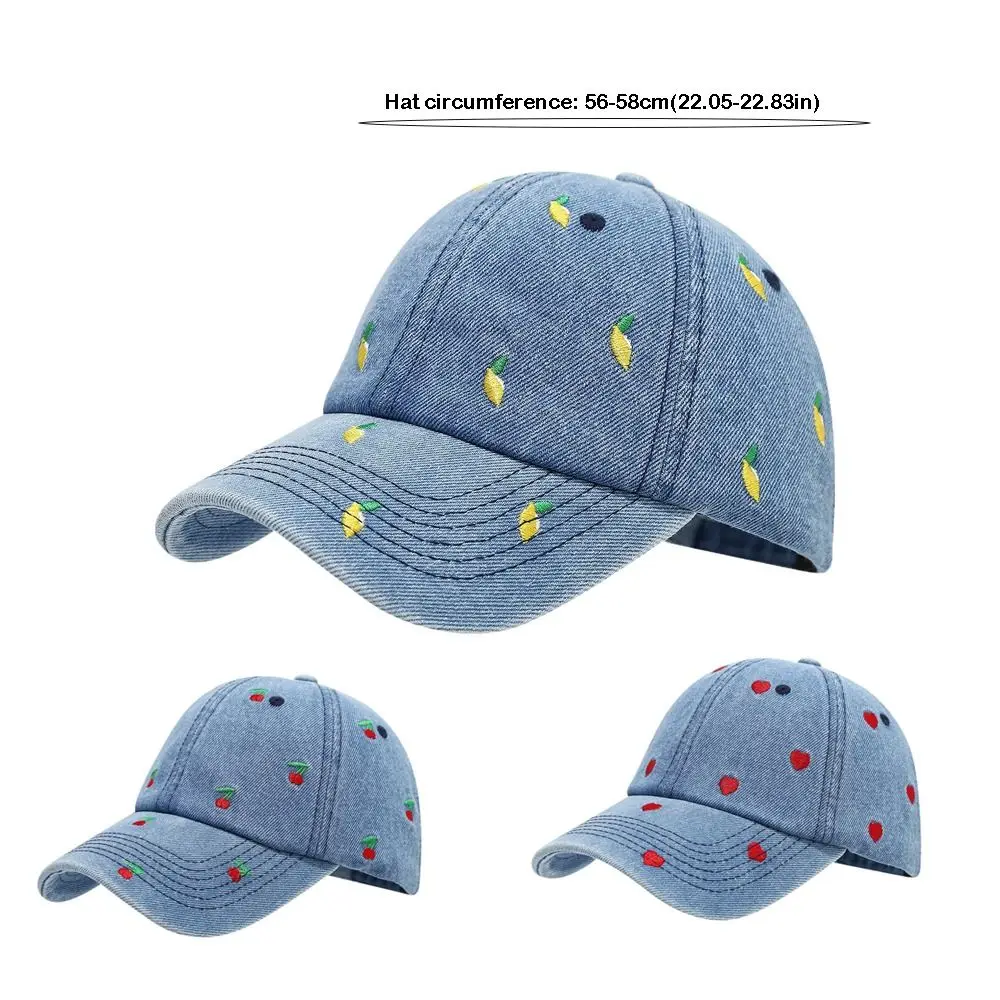 Casquettes de Baseball en Denim décontracté réglable citron amour cerise broderie casquette de camionneur respirant Gorras Para Hombres unisexe