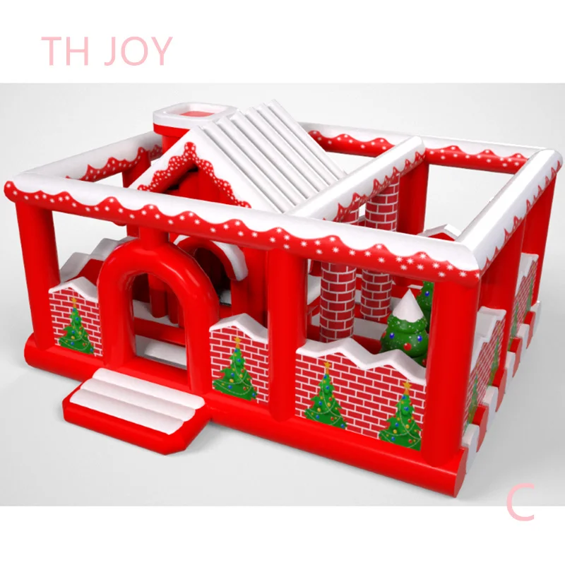 new design commerical red christmas inflatable bounce house, 6x5m inflatable jumping castle for party