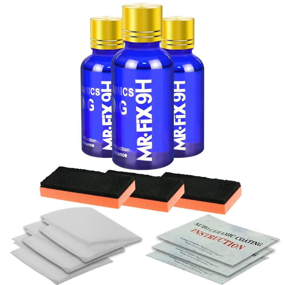 3PCS 9H Car Liquid Ceramic Coat Super Hydrophobic Glass Coating Set Polysiloxane and Nano materials Ceramics For Cars image 5
