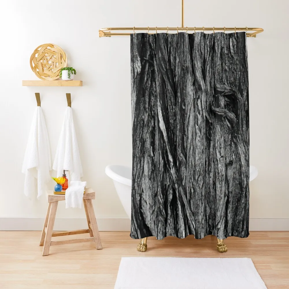 

Cypress Pine Bark in Black and White Shower Curtain Luxury Bathroom Shower Anime Bathroom Shower For Bathroom Set Curtain