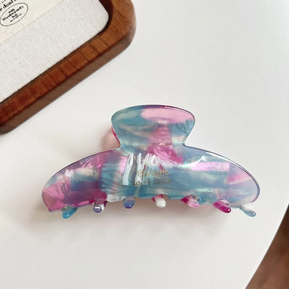 

Сладкий свежий ацетатный коготь для волос, заколка для волос с уксусной кислотой, нерегулярный узор, зажим в виде акулы, зажим в виде акулы, полосатый цветок, коготь для волос для девочек