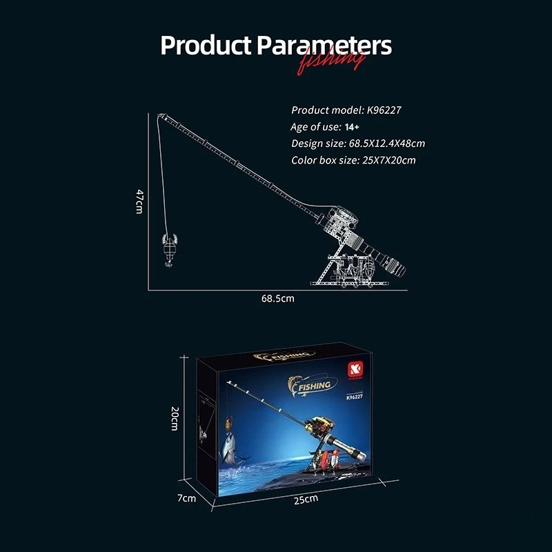 Moulinet de pêche Baitcasting créatif, 425 pièces, modèle de canne à pêche, blocs de Construction, briques de Construction, jouet cadeau pour passionné de pêche