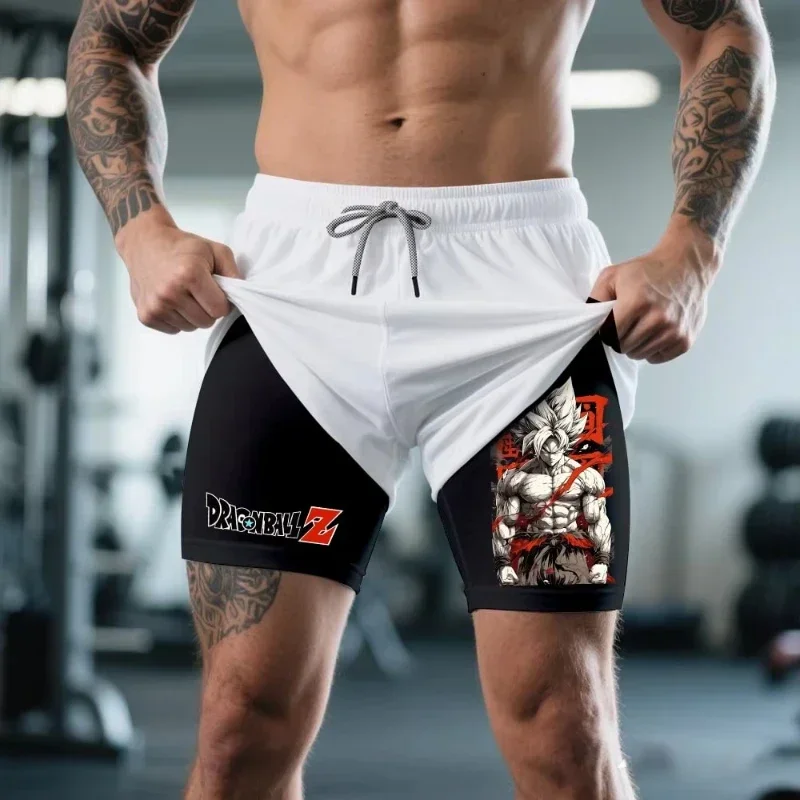 

Dragon Ball Goku Super Saiyan Training Fake Two-piece Shorts Men's Sports Boxing Shorts High Street Fashion Anime Wind Summer