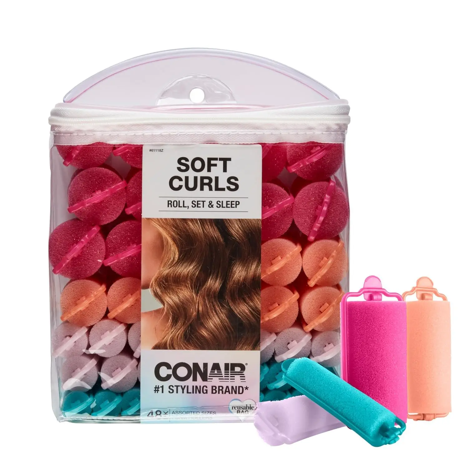 

48 Foam Hair Rollers with Storage Case - Heatless Curls for All Hair Types