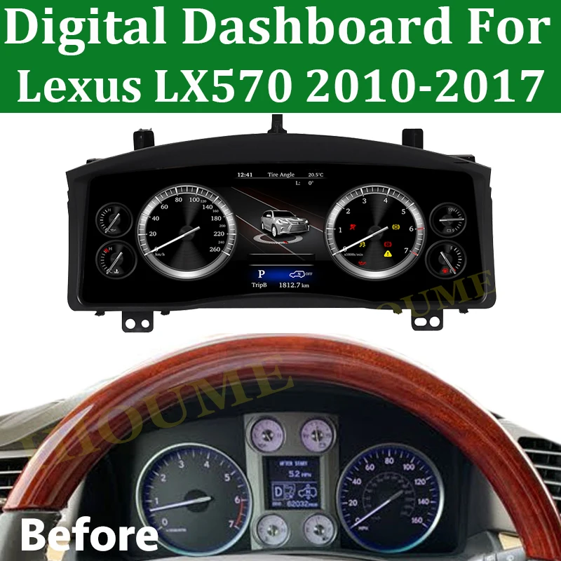 

Car Dashboard Instrument Display Screen For Lexus LX-570 2010 - 2017 LCD Speedometer LINUX Instrument Cluster