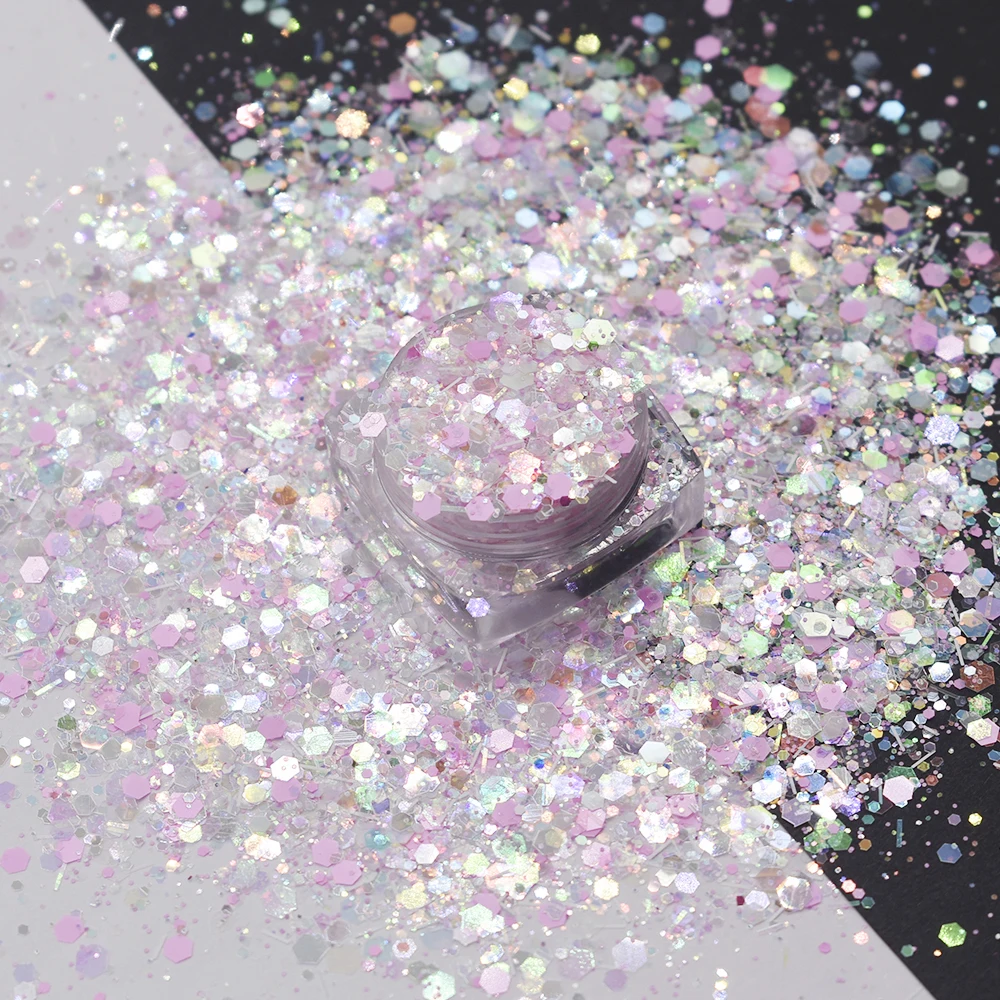 

10g/Bag Nail Glitter Hexagon Shape Chunky Sequins Sparkly Powder Body Art Face Craft Christmas Decorations Nail Accessories