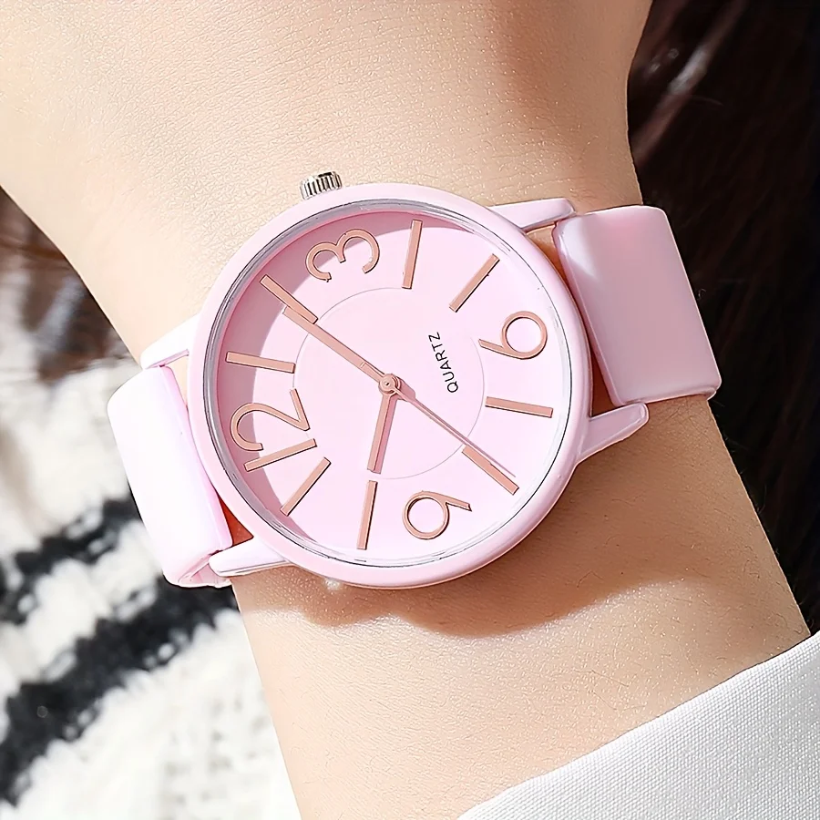 Fashion Arabic Dial Women's Quartz Watch Minimalist Silicone Strap Casual Wristwatch for Girls Students Reloj Mujer image 5