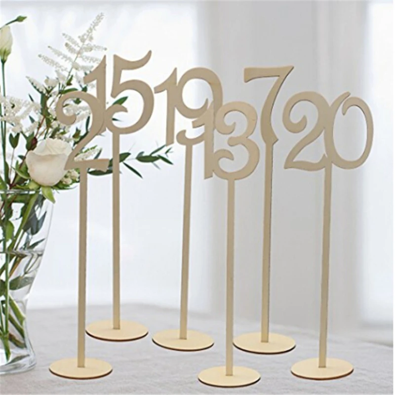 1 Set Diy Wooden 1-10 Digital Table Brand For Party Wedding Place Holder Table Number Figure Card Digital Seat Decoration