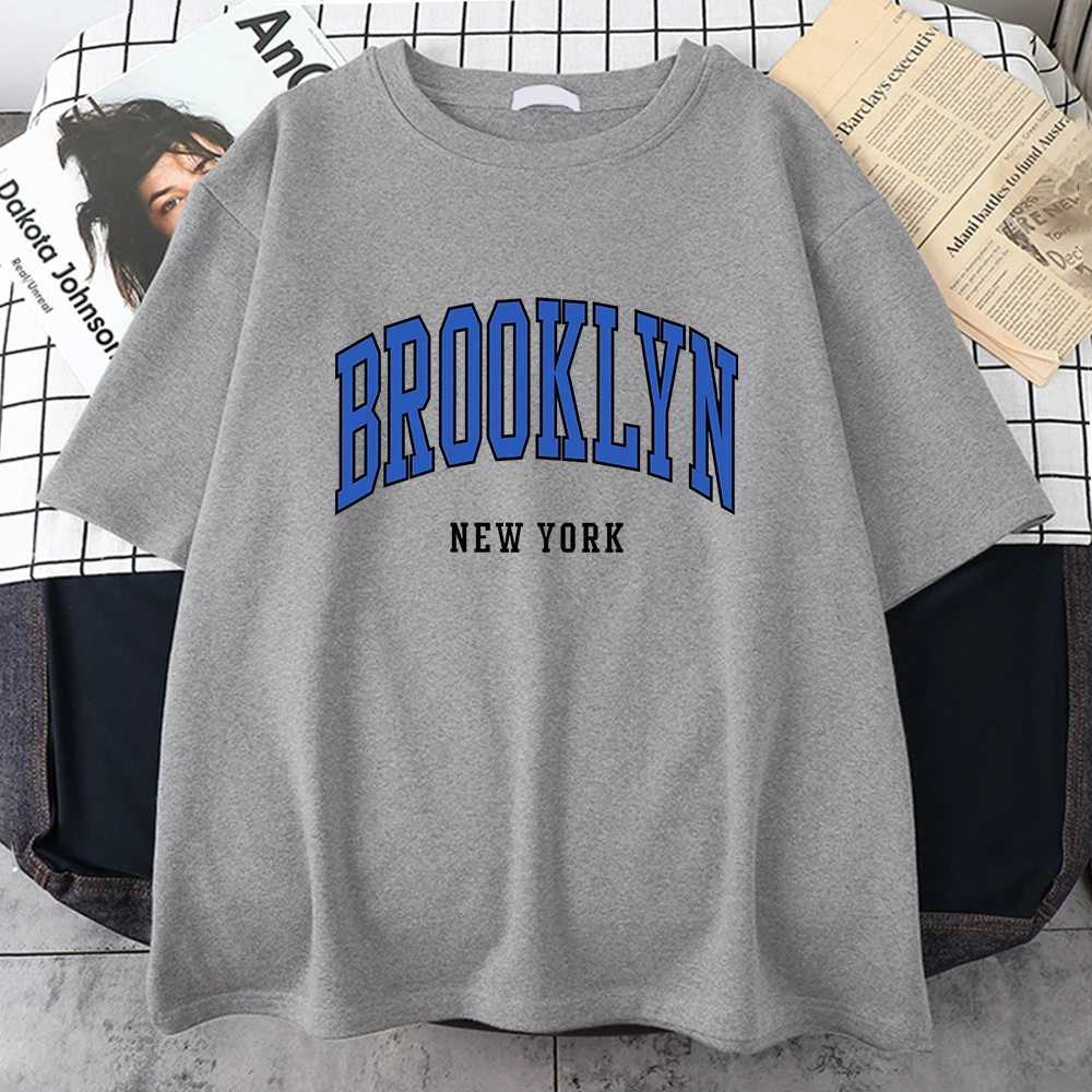 Brooklyn New York Blue Design koszulka damska koszulka hiphopowa uliczne sportowe miękkie bawełniane ubrania Plus rozmiar luźna koszulka odzież