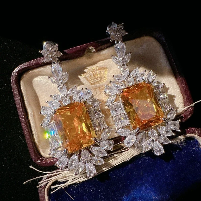 

Серьги-капли из серебра 925 пробы с блестящим цирконом, полые квадратные серьги-подвески, элегантные серьги-кольца для женщин и девочек, повседневная одежда, ювелирные изделия