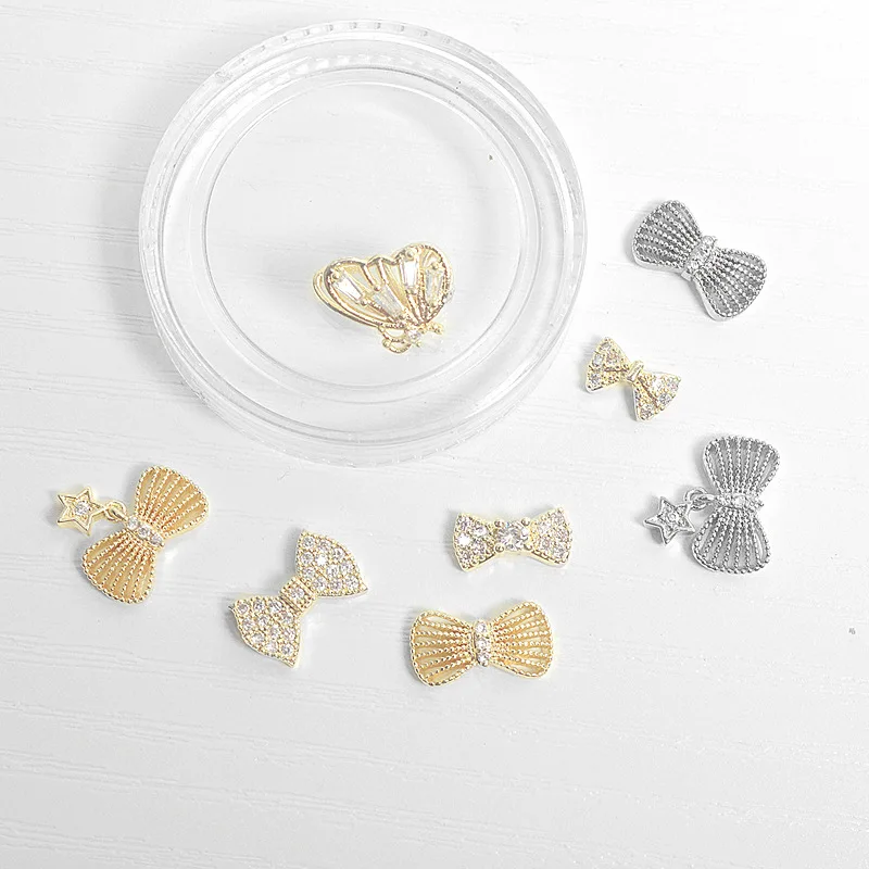 3PCS Luxury Bow Butterfly Butterfly Diamond Pearl Inlay Various Styles Alloy Nail Art Rhinestones Decorations Manicure Charms