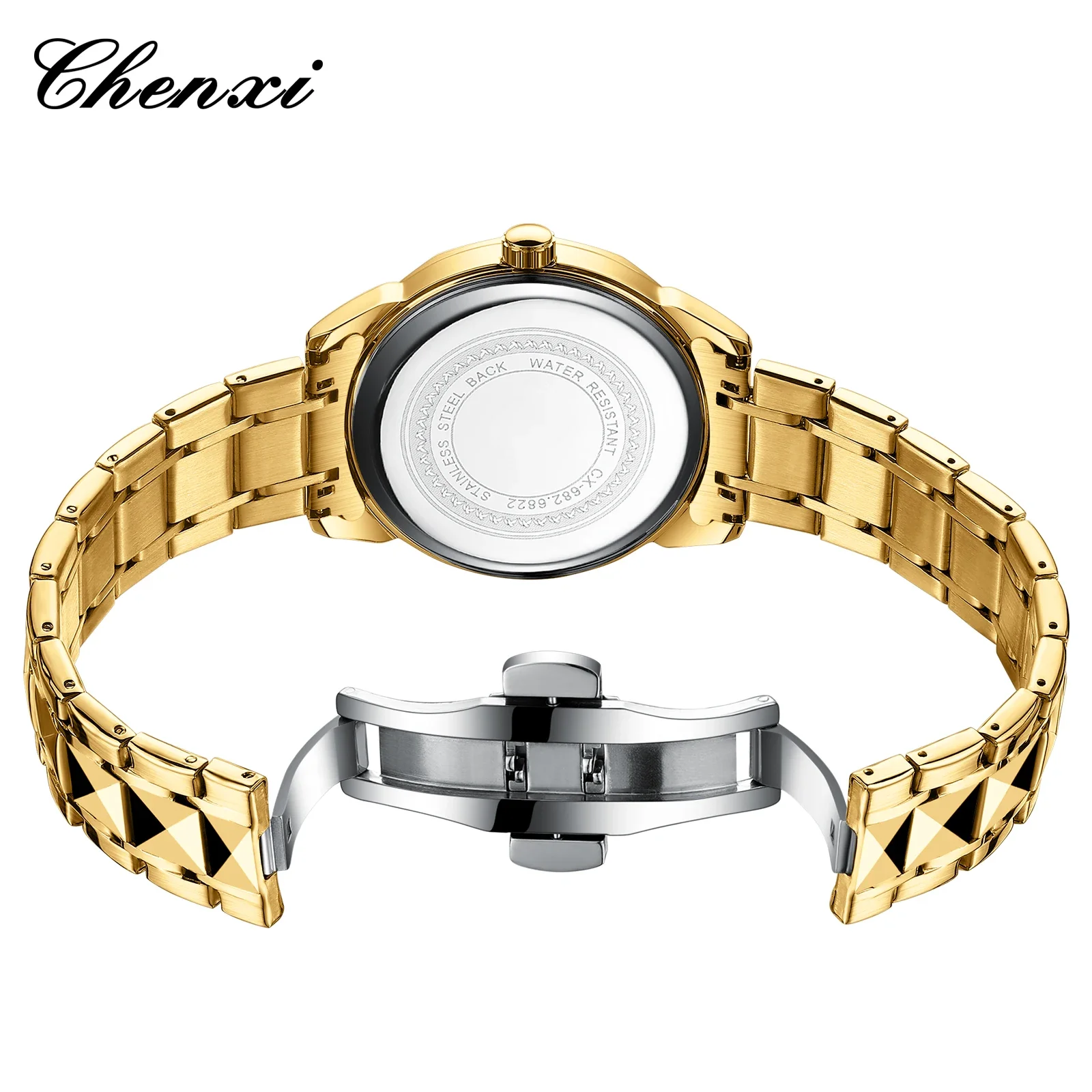 CHENXI 682 หรูหรานาฬิกากันน้ํา Night Light ปฏิทินนาฬิกาผู้ชายแถบเหล็กควอตซ์นาฬิกาสําหรับชาย Relogio Masculino นาฬิกา