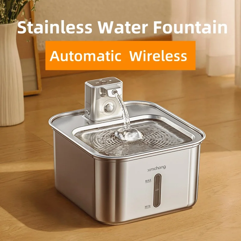 

Wireless Stainless Automatic Pet Water Dispenser 3L Drinking Fountain For Cat Dog Large Capacity Water Bowl With Filter