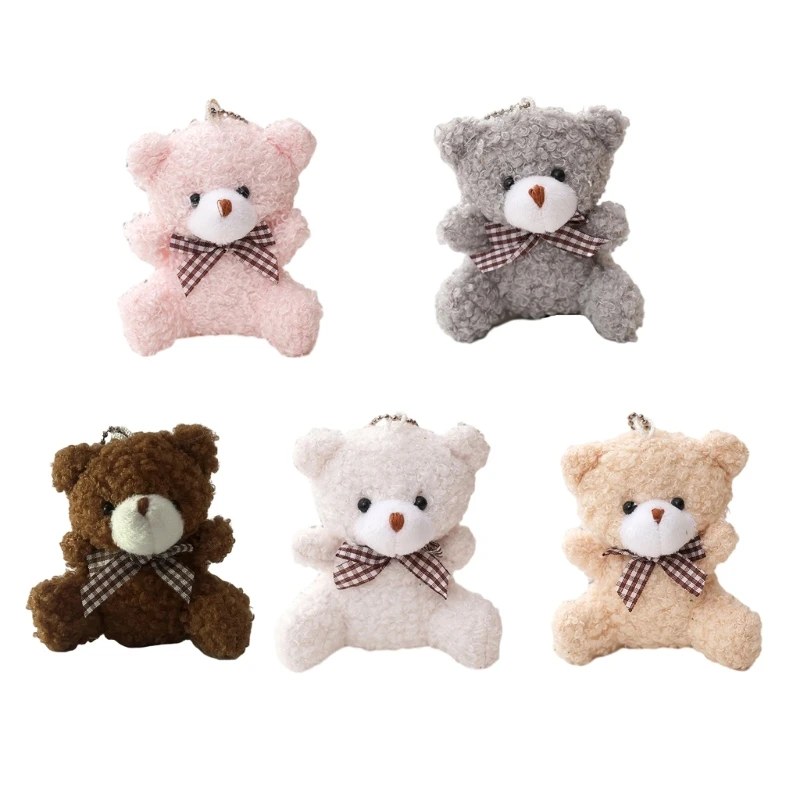 77HD Bear Toy Plush Bear Keyring Lovely Stuffed Keychain Pendant Children Backpack Ornament Wedding Party Bouquet