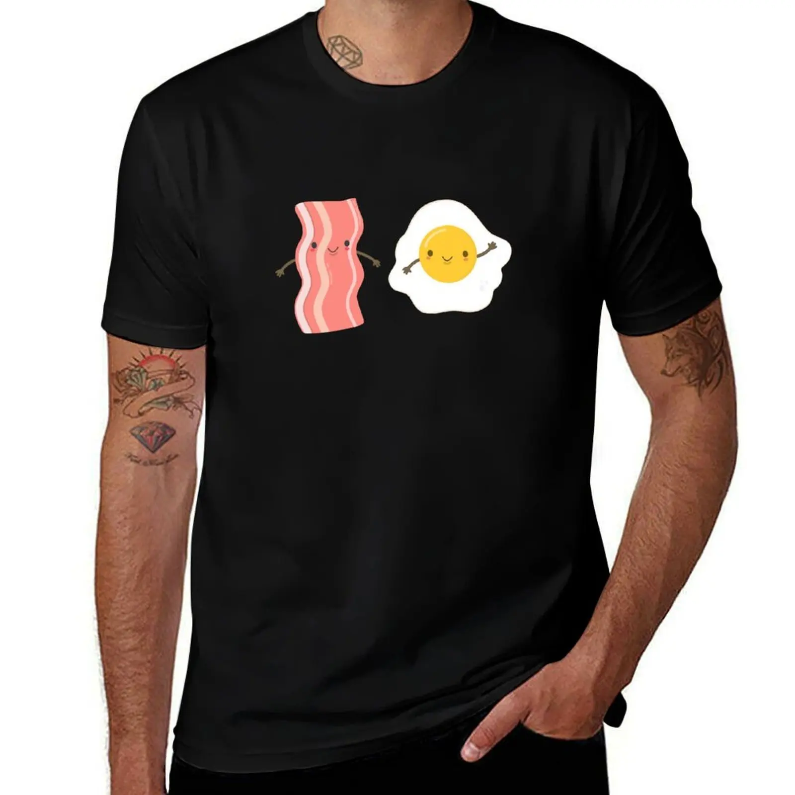 

Cute and Kawaii Bacon and Eggs T-Shirt Classic Crew Neck Cotton T-Shirt