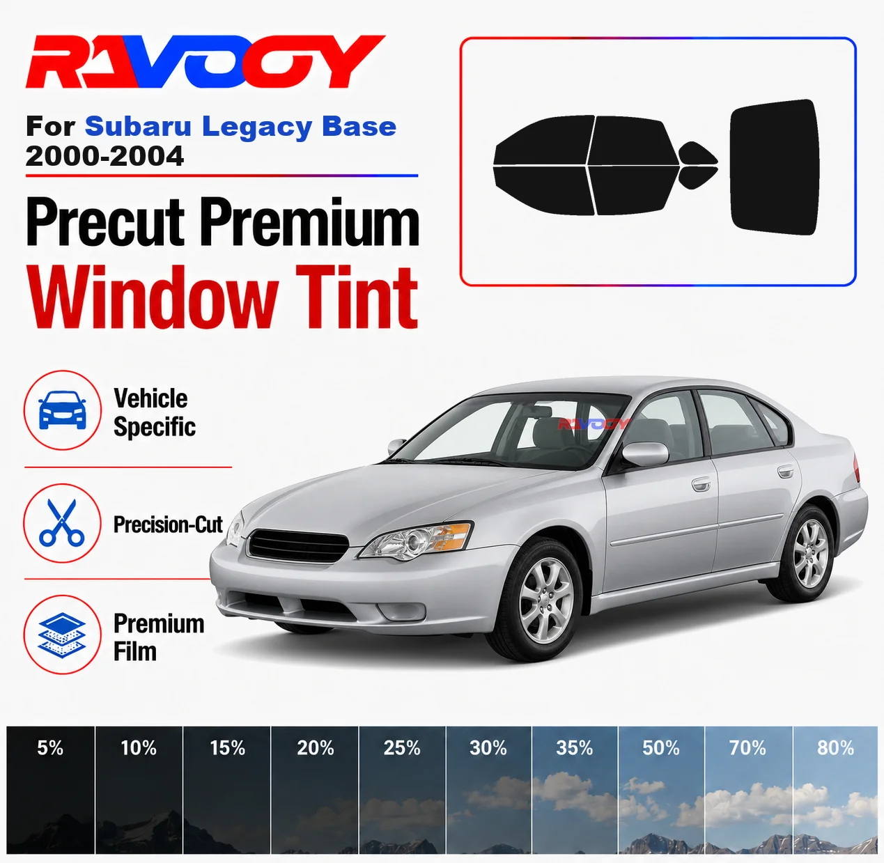 

Premium Precut Window Tint Kit Front Rear Windows Rear Windshield For Subaru Legacy Base 2000-2004 Car Solar Nano Ceramic Film