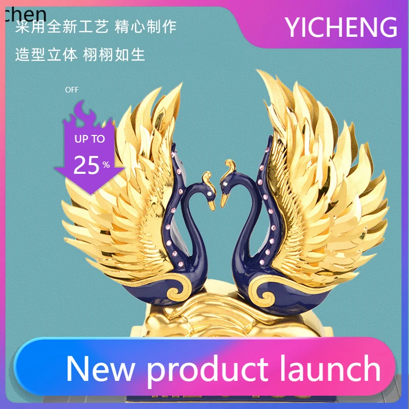 

LYY Gold Foil Ornament Pure Love Swan Wedding Gift for Best Friend New Wedding Gift Home Decoration Craft