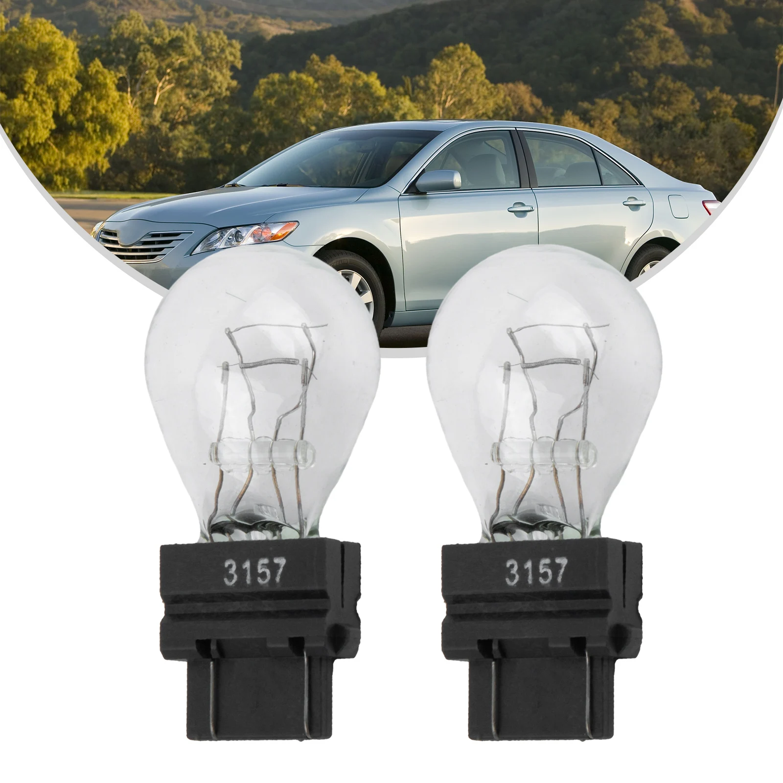 High Quality 2 Pack 3157 12V 215W Clear Shell Tail Signal Brake Light Bulbs Service Life 500 Hours Luminous Flux 54LM