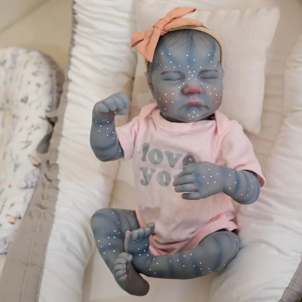 18inch Silicone Reborn Baby Doll Levi in Blue Avatar Version Newborn Baby 3D Painting with Visible Veins Muñeca Bebe Reborn