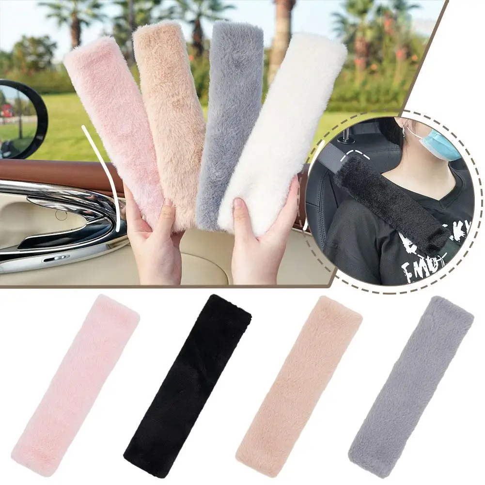 Universal Car Belt Shoulder Protector Solid Color Pinch Car Protector Plush Interior Accessories Shoulder Anti X2p3