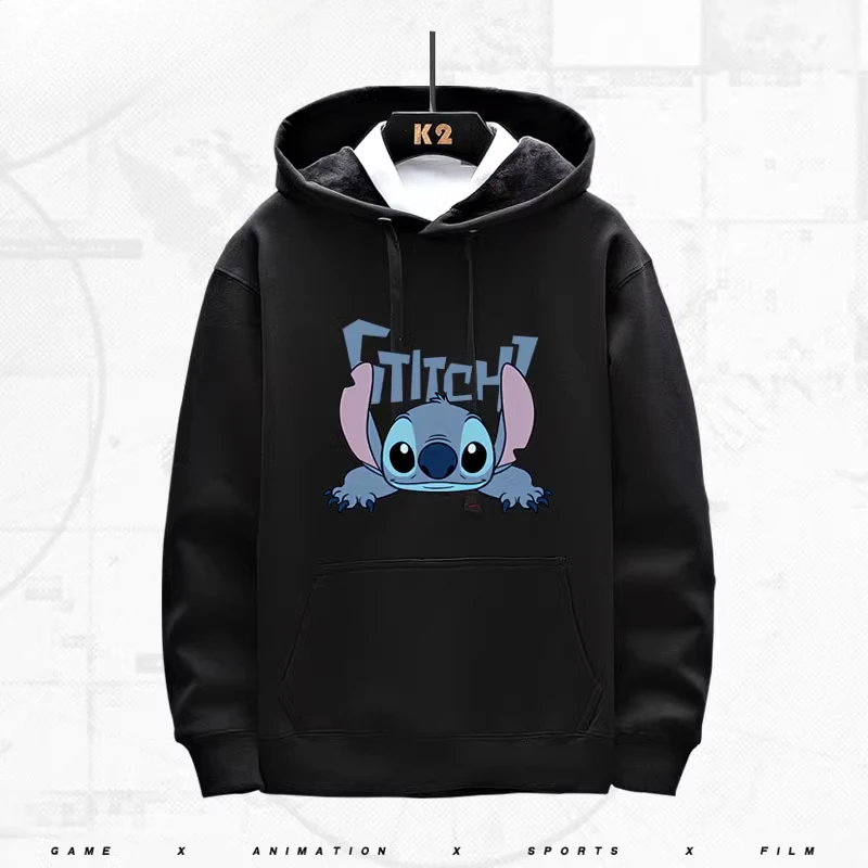 Disney Cartoon Hoodie Stitch Pattern Printing Loose Fashion Unisex Autumn and Winter Sweater Aesthetic Tops