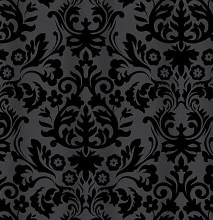 Black Damask Shower Curtain Vintage Floral Foliage Baroque Water Resistant Bathroom Accessories For Home Decorations Dark