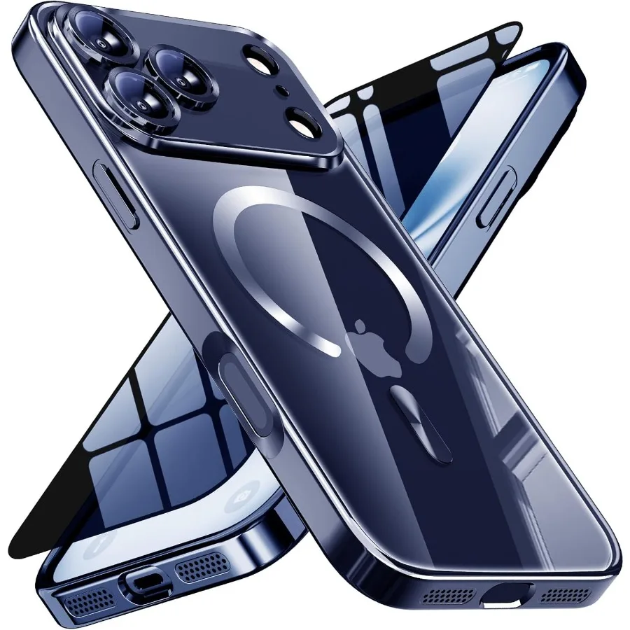 حافظة حماية مغناطيسية لهاتف iPhone 17 Pro مع درع شاشة الخصوصية وغطاء كاميرا كامل لتعزيز الأمان والسقوط