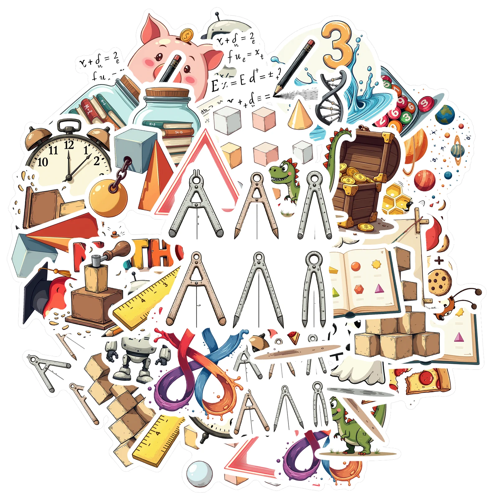 35pcs-70pcs Decals creative Science Stickers Math Stickers Educational Stickers for ' projects student rewards DIY