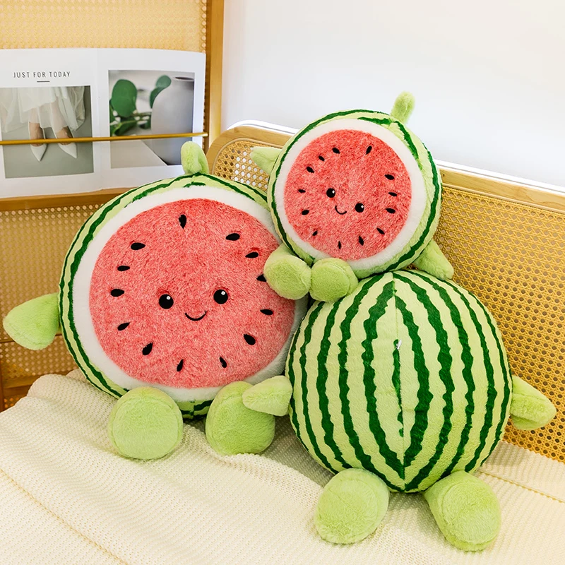 Hugging Watermelon Plush Toy Soothing Doll Round Sleeping Pillow Cloth Doll Children's Birthday Gift for Girls