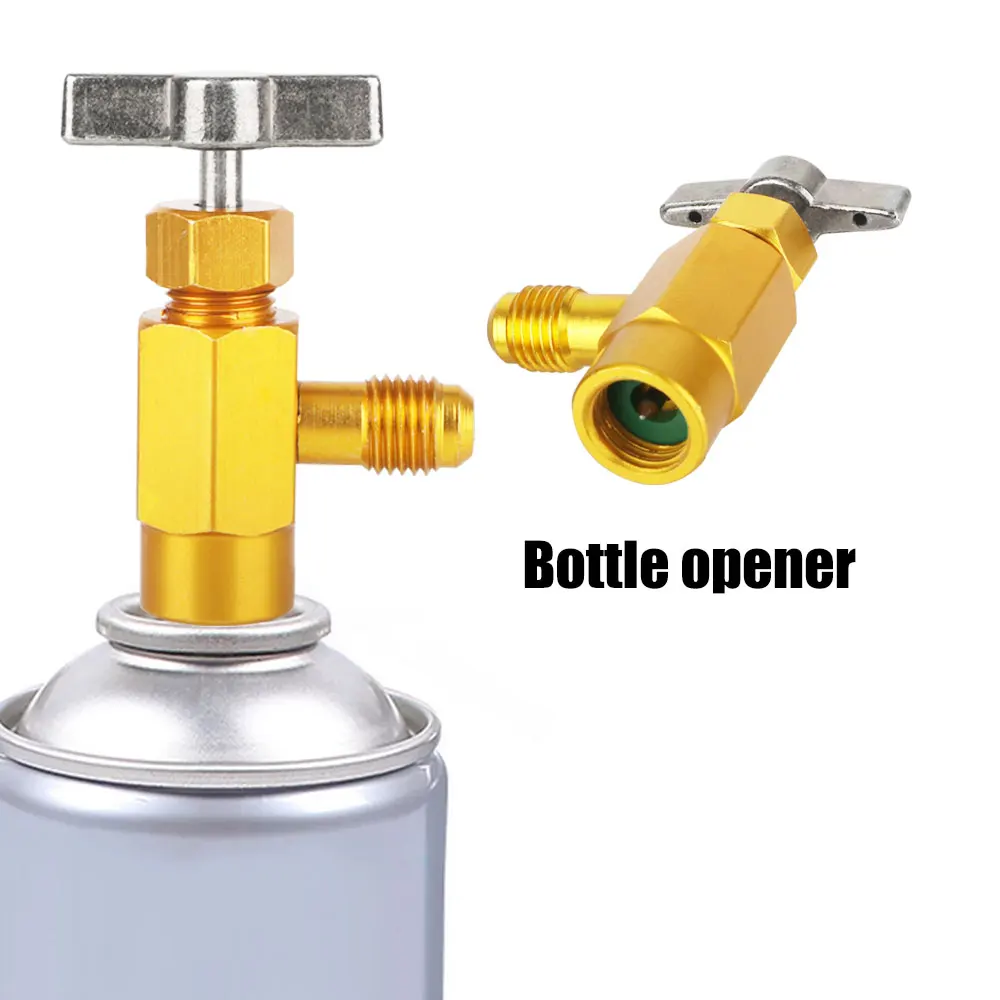 Accesorios para refrigerante ACME R-134a para coche, adaptador de rosca 1/4, aire acondicionado para coche, abridor de grifo automático, válvula dispensadora de botella, 1/2