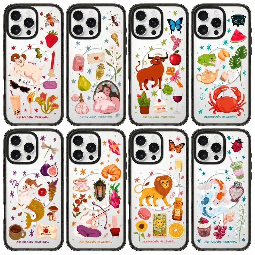 

Star Sign Animal Acrylic Black Border iPhone 12 13 14 15 16 Pro Max Protective Case, Fits iPhone 16 Pro Max