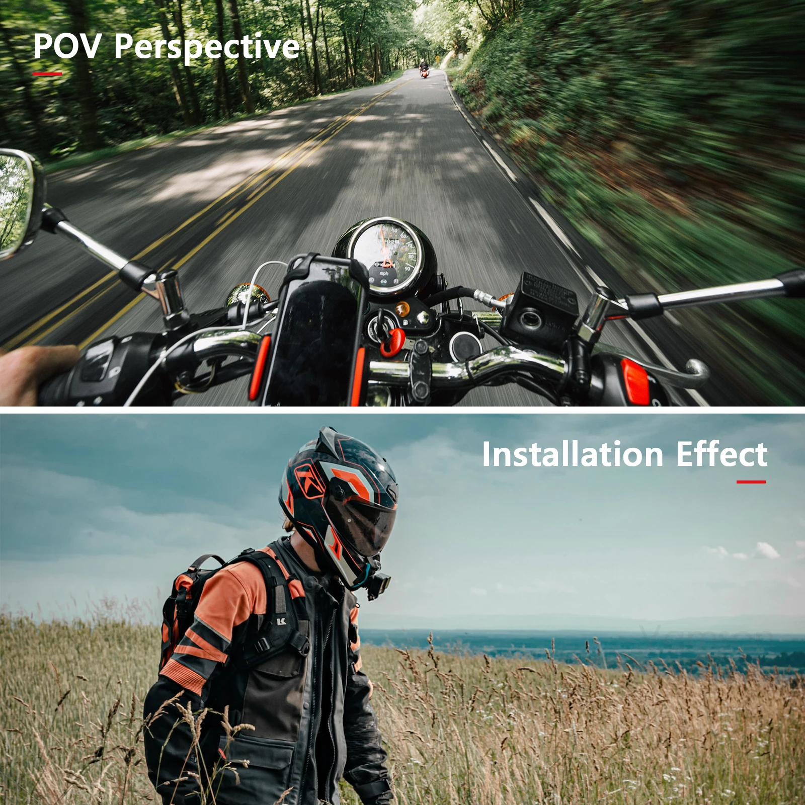 خوذة Vamson-Motorcycle حزام الذقن للهاتف ، GoPro Hero 12 ، 11 ، 10 ، 9 ، DJI الأسود ، الحركة ، Insta360 ، ملحقات الدراجات النارية