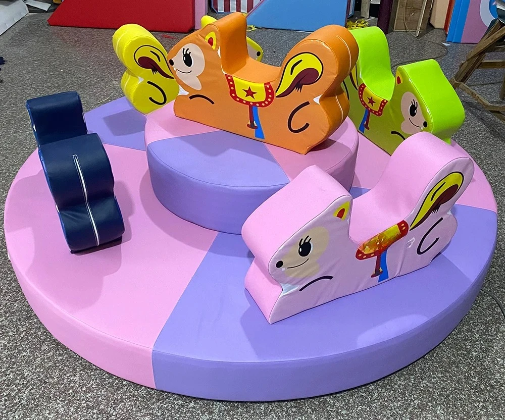 Professional Kids Playground Accessories Electric Merry Go Round Turntable Children Indoor Soft Play Equipment for Sale