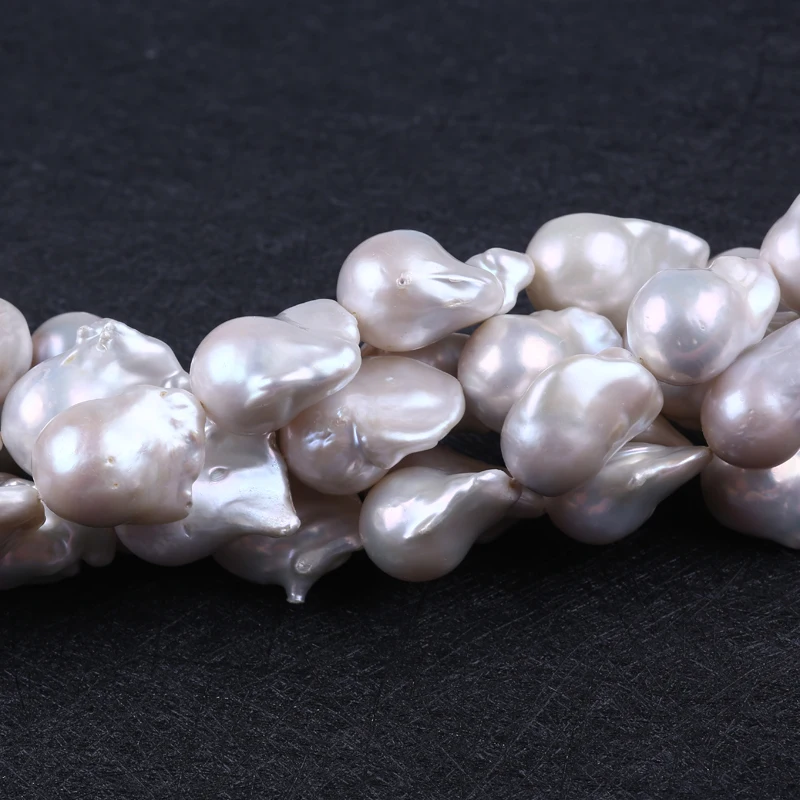 15-16mm big size nucleated irregular fireball real fresh water genuine freshwater baroque pearl strand