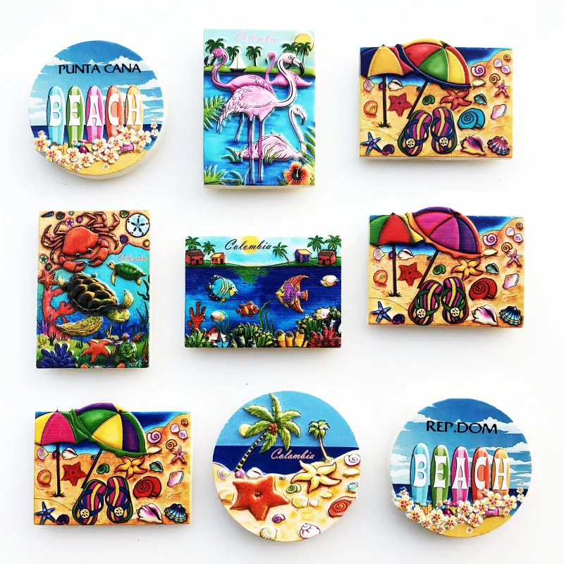 

Caribbean scenery Vietna fridge magnet Czech Thailand Korea Frankfurt Ukraine Paris Vietnam California Souvenir Home Decor