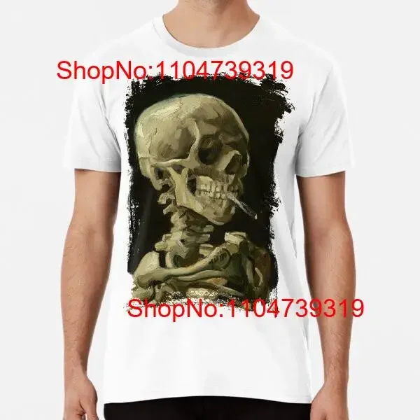 

Череп скелета с горящей сигаретой от S до 5XL Сделано в Австралии, США, футболка, винтажный стираный топ для повседневного ношения, слегка