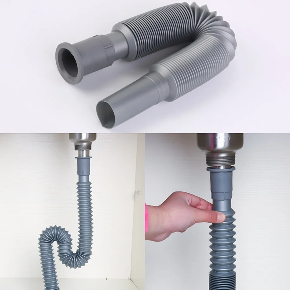 Extendable Sink Drain Hose Washbasin Drain Hose Pipe Standard Head 80-90cm Flexible Plastic Pipe Bathroom Kitchen Accessories