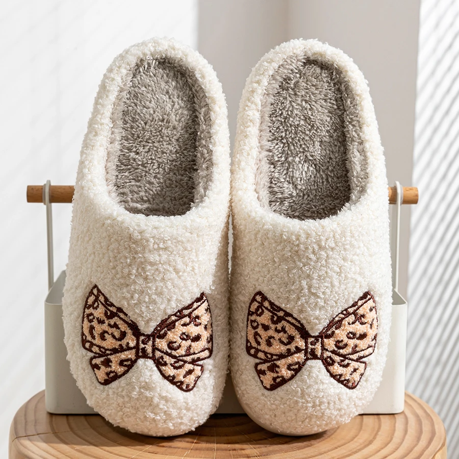 

Children's Home Slippers Indoor Comfortable Cute Bow Fashion Bedroom Soft Bottom Mom Warm Parent Child Casual Shoes