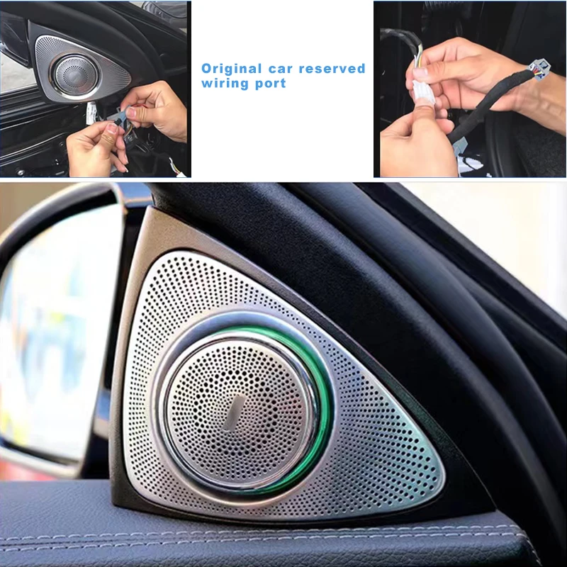 Auto Omgevingslicht Voor Mercedes-Benz C-Klasse E-Klasse S-Klasse Glc 64 Kleuren 3d Roterende Tweeter Lichtgevende Luidspreker Auto-Accessoires