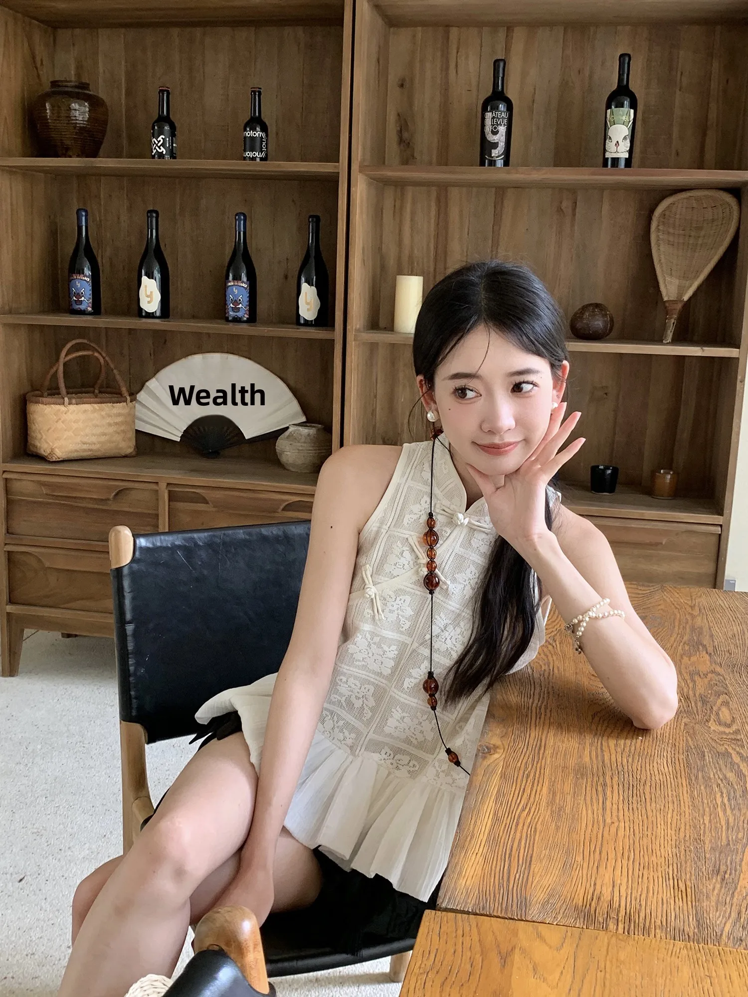 

XiaoZanYue Original New Chinese Style Sleeveless Hook Knitted Top Women Summer Patchwork Bubble Hem Elegant Shirt