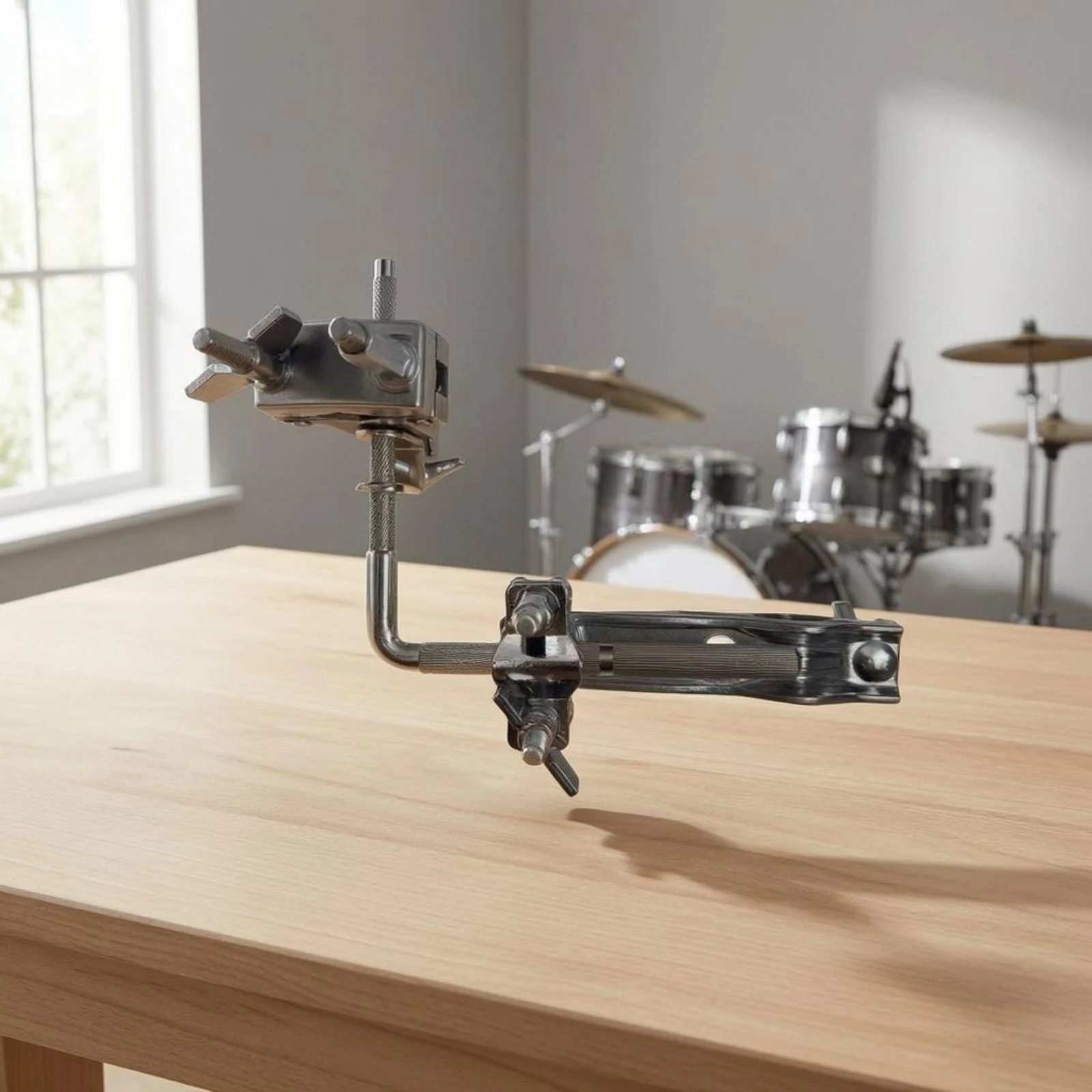 Drum Accessory Clamp Bracket Metal Memory Lock Bracket Rotating Extension Arm Curved Adjustable Mounting Clamp Threaded